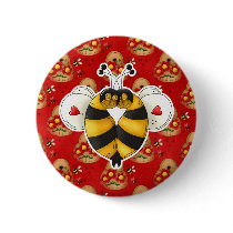 Valentine Hugging Bees in Love buttons