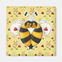 Valentine Hugging Bees in Love Magnet