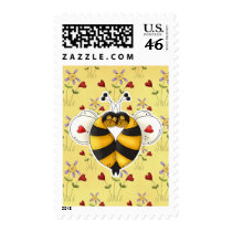 Valentine Hugging Bees in Love postage