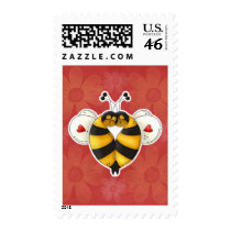 Valentine Hugging Bees in Love postage