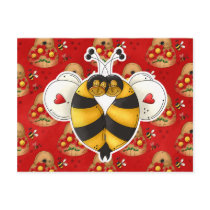 Valentine Hugging Bees in Love postcards by cutespot Valentine Hugging Bees in Love postcards
