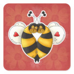 Valentine Hugging Bees in Love Square Sticker