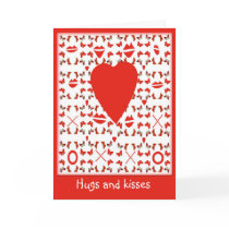 Valentine: hugs and kisses pattern card