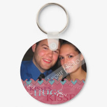 Valentine Hugs and Kisses  Photo Keychain
