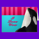 Valentine I love you orca whale cards