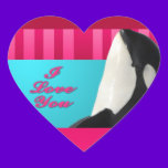 Valentine I love you orca whale stickers