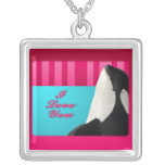 Valentine I love you orca whale necklace
