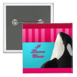 Valentine I love you orca whale buttons