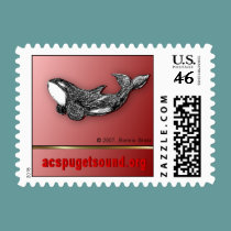 Valentine killer whale custom postage stamps