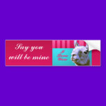 Valentine llama I love you be mine pink red, turqu bumper stickers