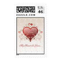 Valentine Love - Big Shiny Heart Gold Scroll Stamp stamps