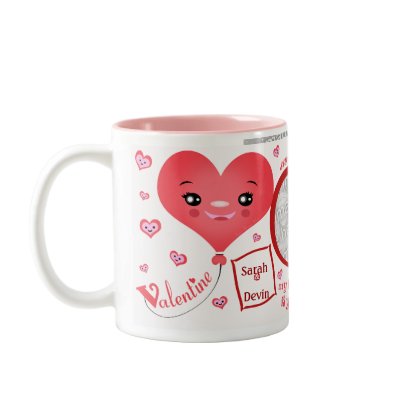 Valentine Love Hearts Custom Photo & Text Mug by jamiecreates1