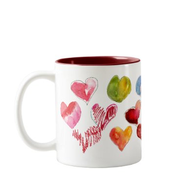 Valentine Love Hearts Mug 2 of 4 by lillyarts