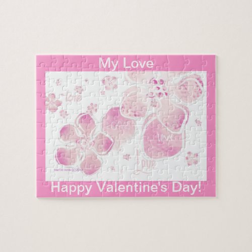 Valentine Love Pink Blossoms Puzzle (Personalize) puzzle