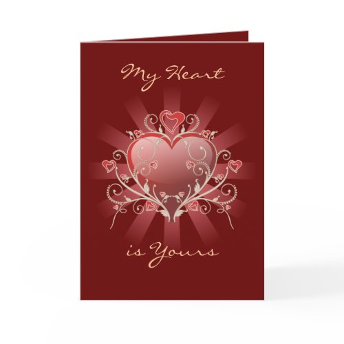 Valentine Love - Red Heart Gold Scroll Card card