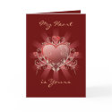 Valentine Love - Red Heart Gold Scroll Card by Ruxique Valentine Love - Red Heart Gold Scroll Card