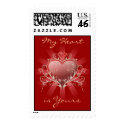 Valentine Love - Red Heart Gold Scroll Postage postage