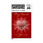 Valentine Love - Red Heart Gold Scroll Postage postage
