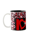 Valentine "love u" hearts red pink black mug