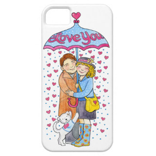 Valentine Love You Umbrella with Raining Hearts iPhone 5 Cases