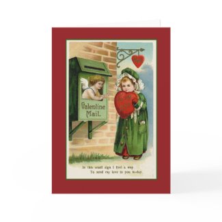 Valentine Mail Vintage Heart Art Greeting Card