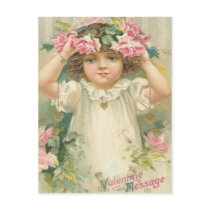 Valentine Message Girl With Flowers Cards, Gifts postcards