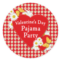 Valentine Pajama Party Daisies Sticker