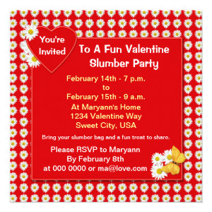 Valentine Pajama Party Daisy Invitation