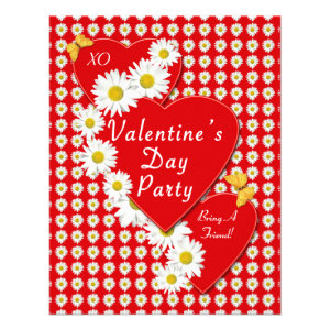 Valentine Party Daisies Small Invitation