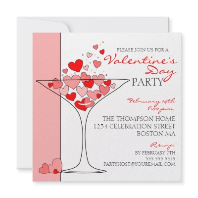 Valentine Party Heart Love Cocktail Invitation by kat_parrella