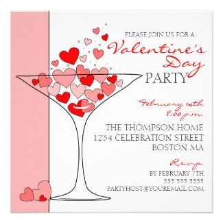 Valentine Party Heart Love Cocktail Invitation