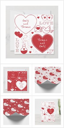Valentine Pattern Names in Heart Illustration and Pattern