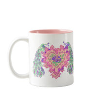 Valentine Peacock Mugs