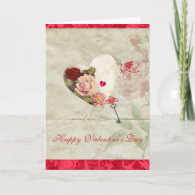 Valentine Pink Red Roses Key to my Heart Greeting Card