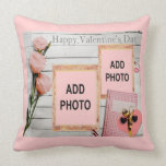 Valentine, Pink Roses, Heart Add Your Photos Pillows