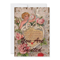 Valentine Poem With Cupid Invite