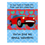 Valentine Race Car Postcard