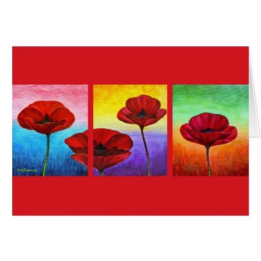 Valentine Red Poppies Painting - Multi Cards