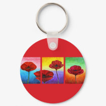 Valentine Red Poppies Painting - Multi keychains