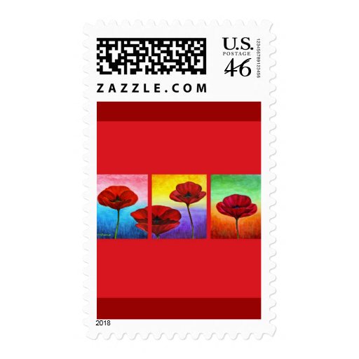 Valentine Red Poppies Painting - Multi Stamp