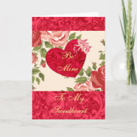 Valentine Red Roses Heart and Cupid Cards