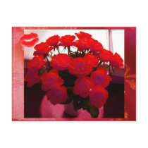 Valentine Red Roses II Postcard - Customizable by Yve_13 Valentine Red Roses II Postcard - Customizable