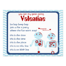 Valentine Robots Bop Custom Invitations