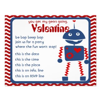 Valentine Robots Bop Invitations