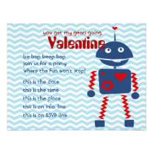 Valentine Robots Bop Personalized Invite