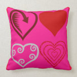 Valentine"s Day 4 Hearts Designer Toss Pillow Gift pillows