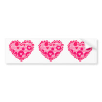 Valentine Stripe Dot Heart bumper stickers