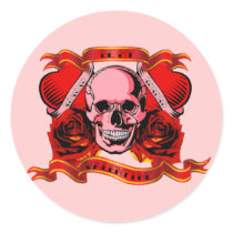 Valentine Tattoo Skull Hearts Round Stickers