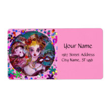 VALENTINE VENETIAN MASQUERADE CONFETTI CUSTOM SHIPPING LABEL