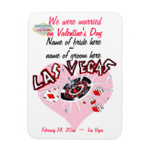 Valentine Wedding Announcement Las Vegas Pink Rectangle Magnets